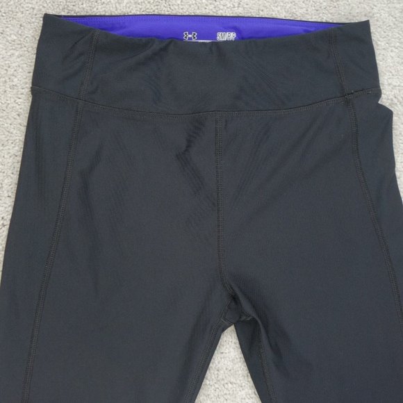 Under Armour Leggings Womens Small Black Heatgear Compression Stretch Crop - Picture 2 of 8